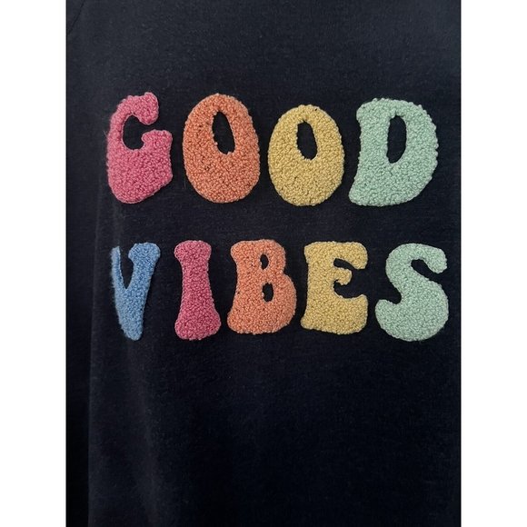 Wildfox Women's Navy Good Vibes Long Sleeve Knit Sweatshirt Size XL Exce… - Picture 3 of 7